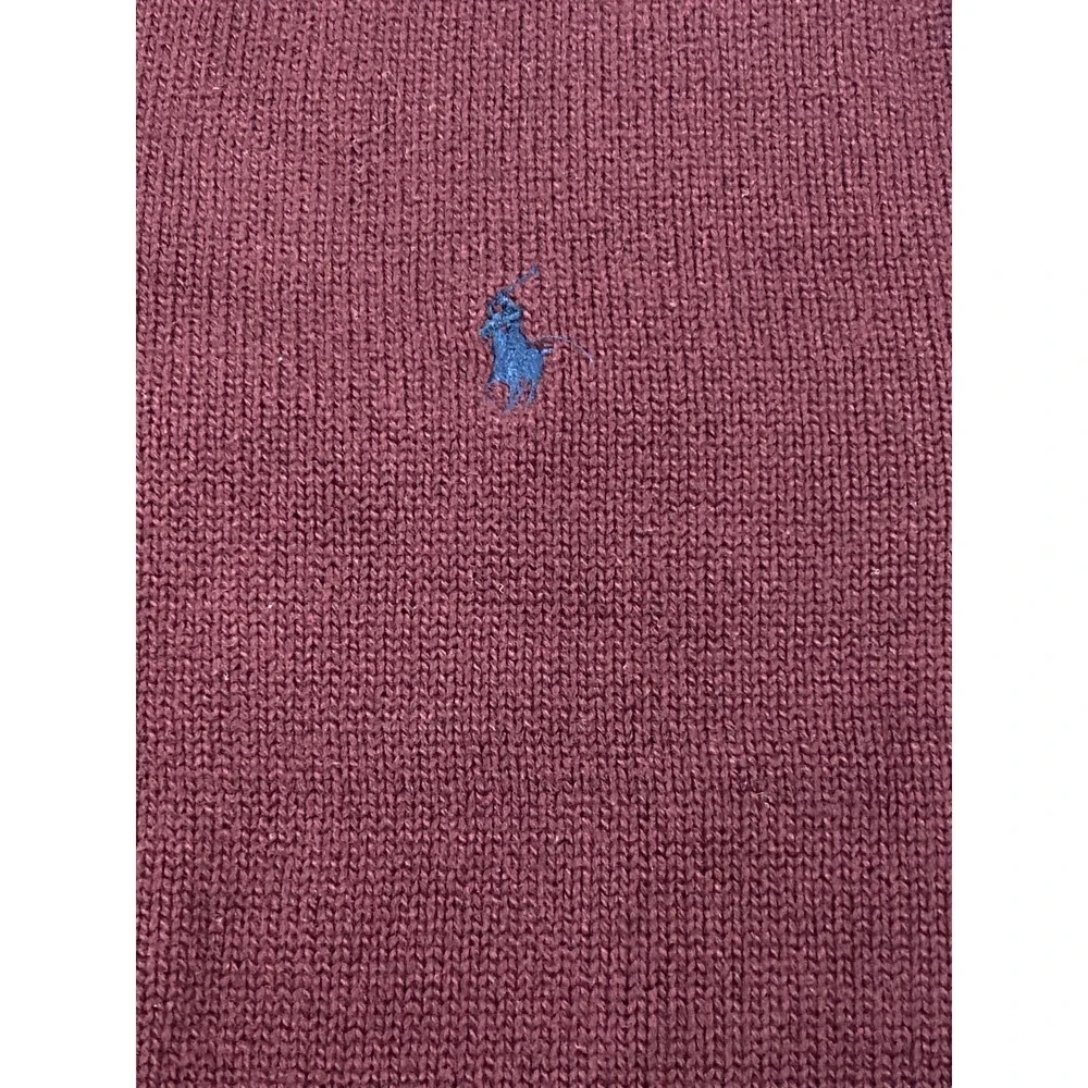 Polo Ralph Lauren Mens XL Burgundy Button Mock Neck Pullover Sweater Blue Pony - Picture 3 of 10